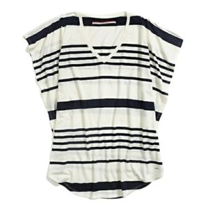 Tommy Hilfiger Navy Blue & White Stripes Drapey Top Small NWT